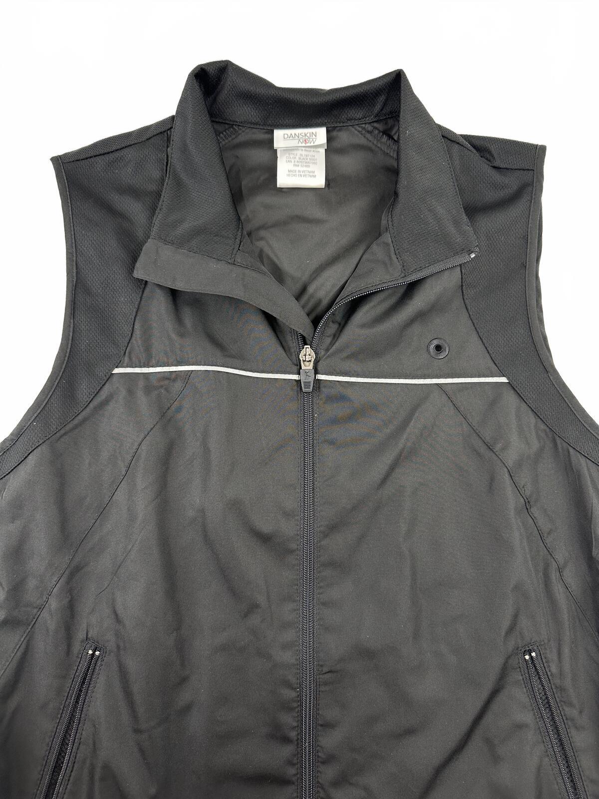 Danskin Now Black Athletic Vest Reflective Trim Lightweight Activewear