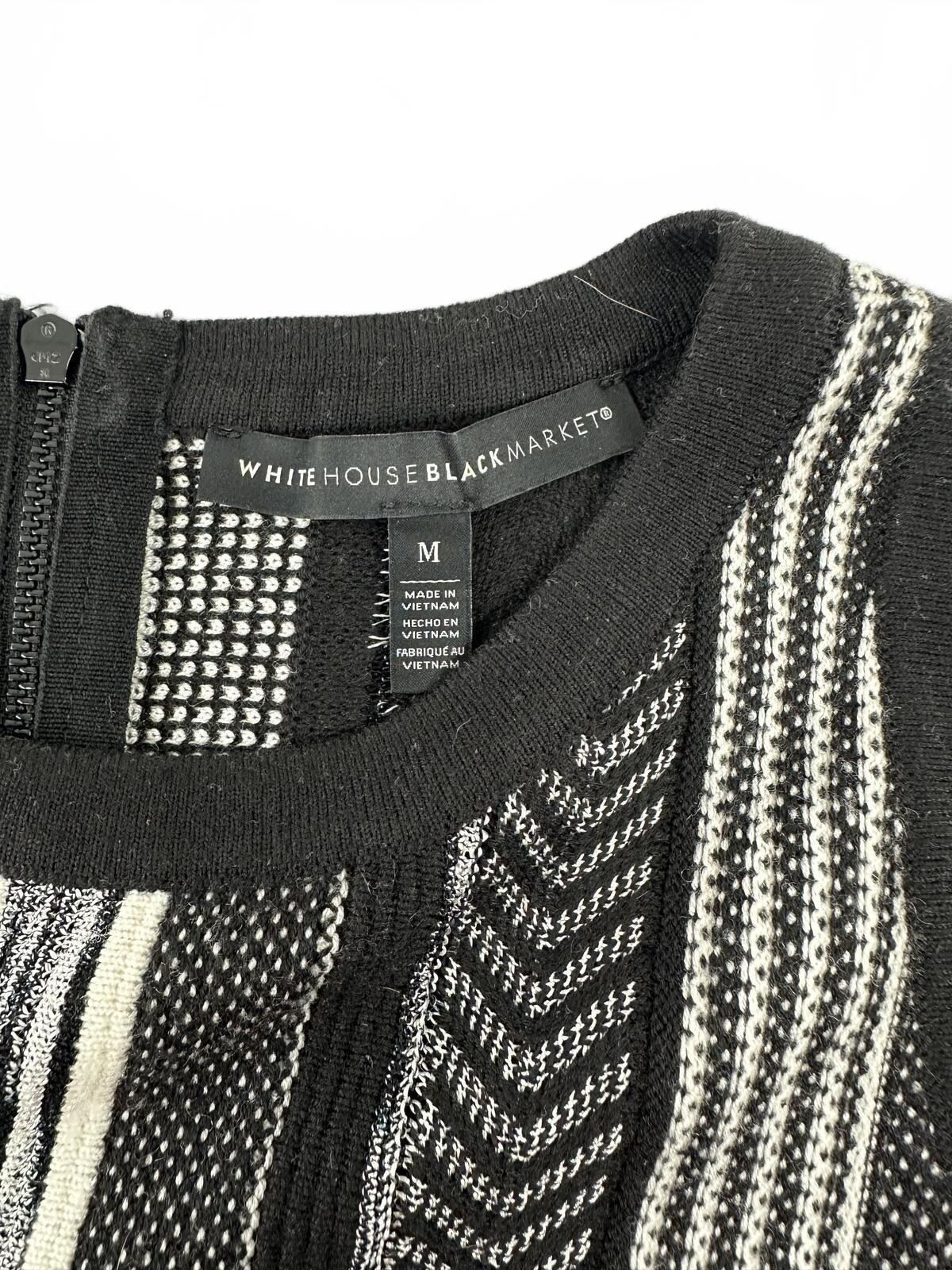 White House Black Market Black and White Striped Knit Tank Top