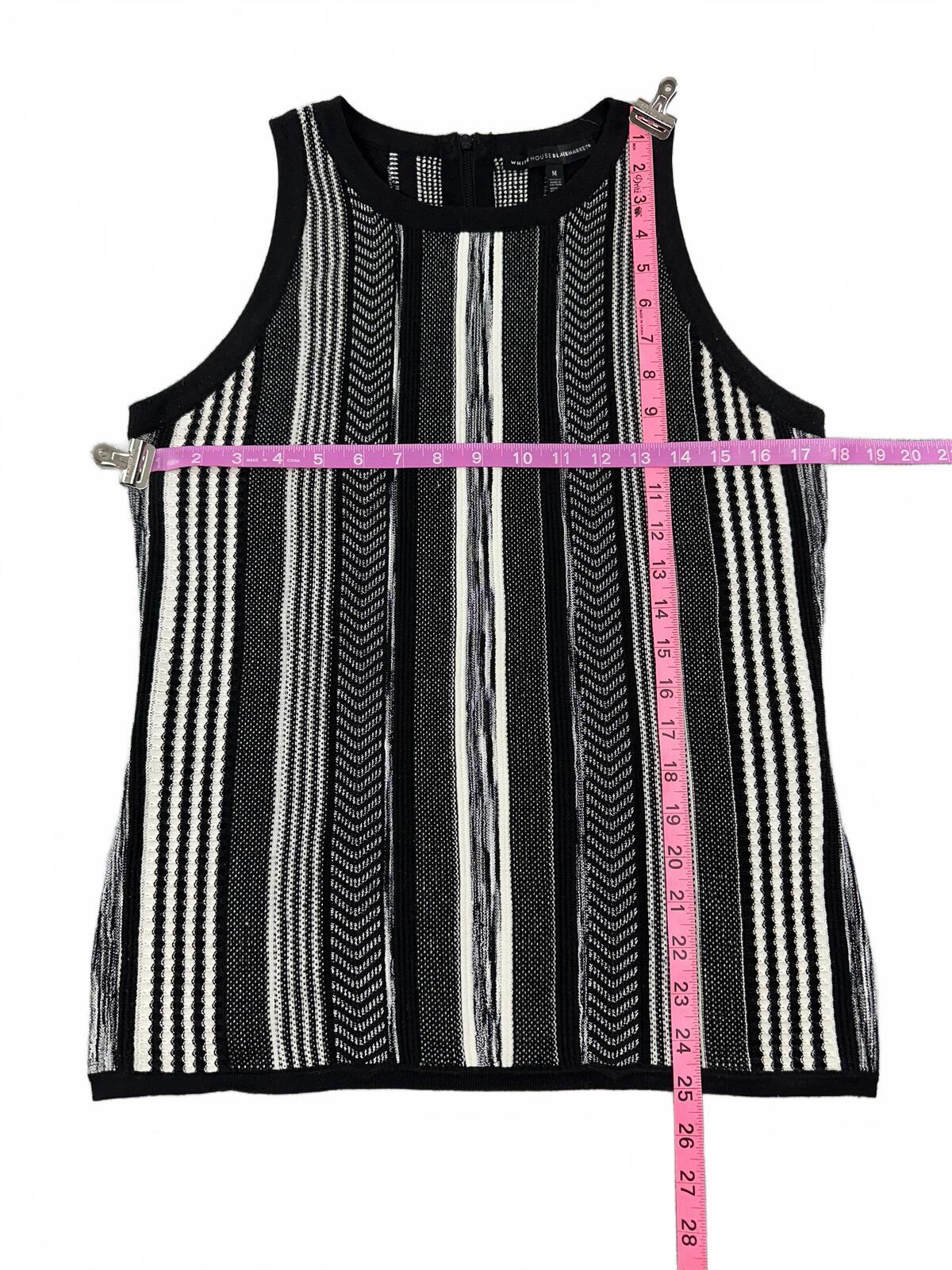 White House Black Market Black and White Striped Knit Tank Top