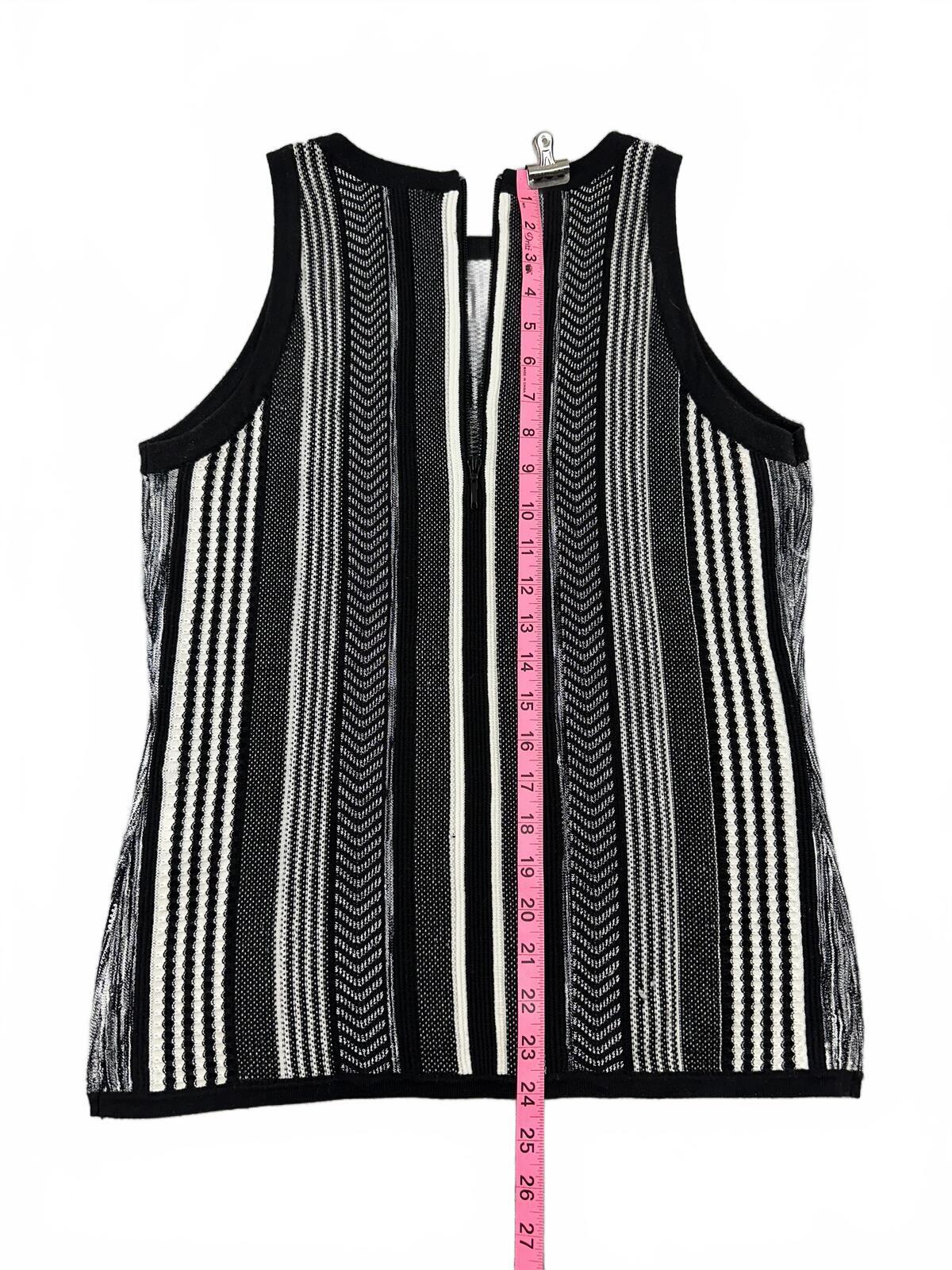 White House Black Market Black and White Striped Knit Tank Top