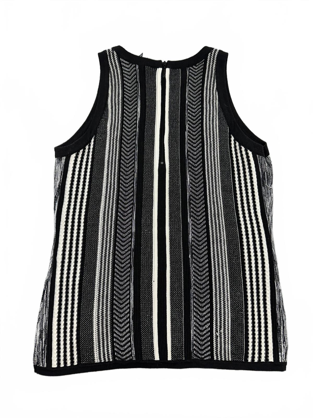 White House Black Market Black and White Striped Knit Tank Top
