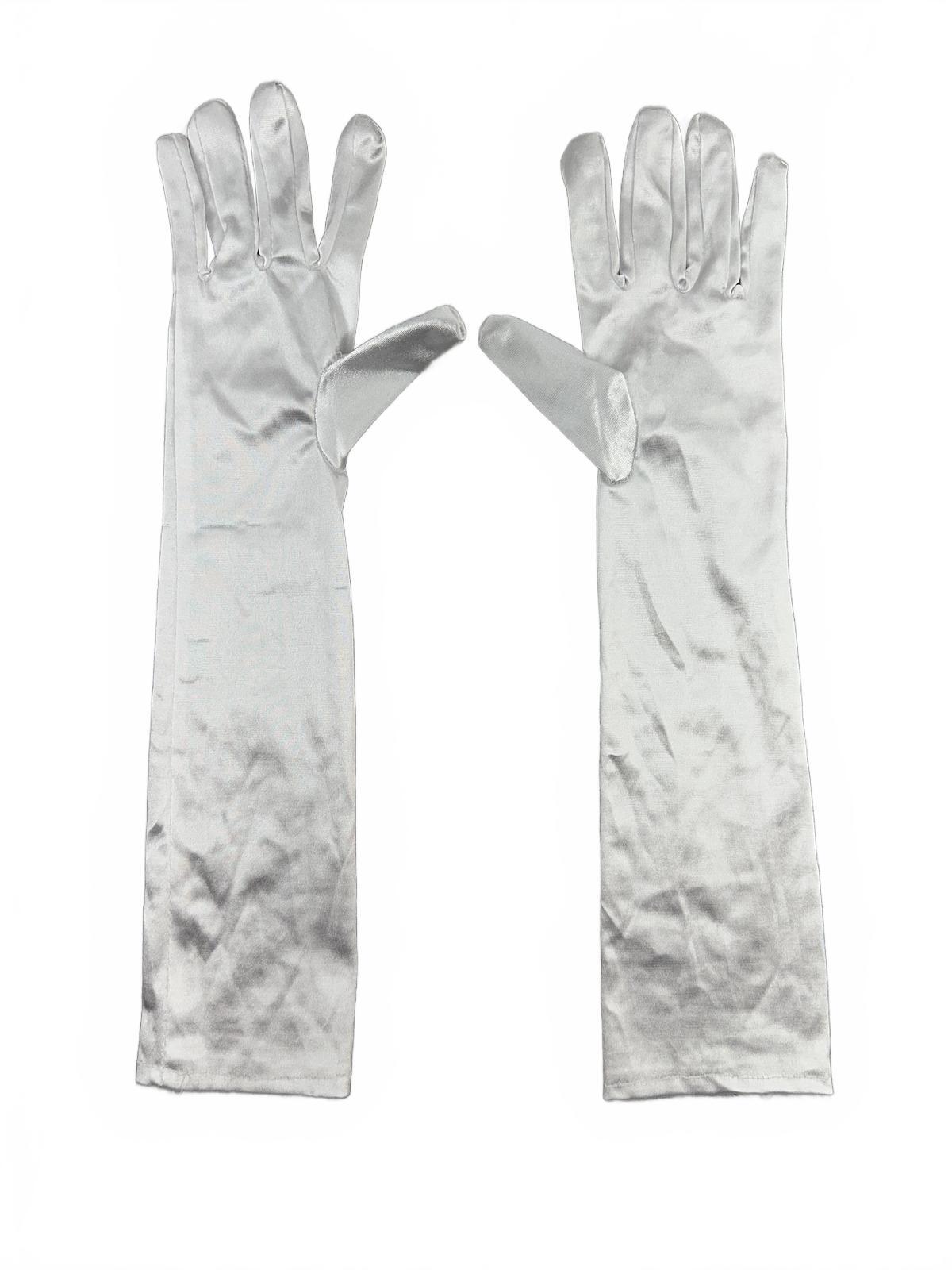 Vintage White Satin Long Gloves Elegant Formal Bridal Evening Wear Accessory