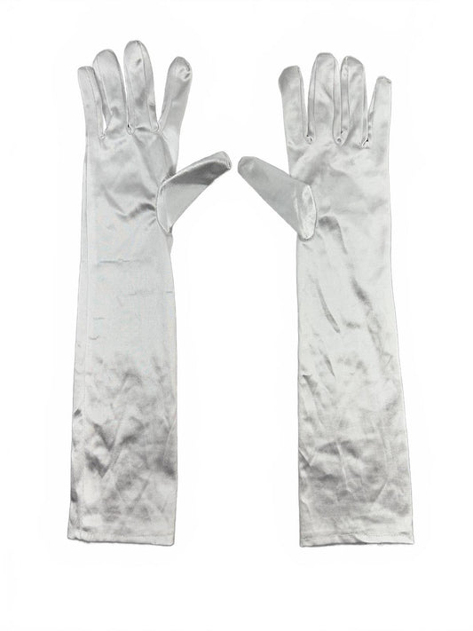Vintage White Satin Long Gloves Elegant Formal Bridal Evening Wear Accessory
