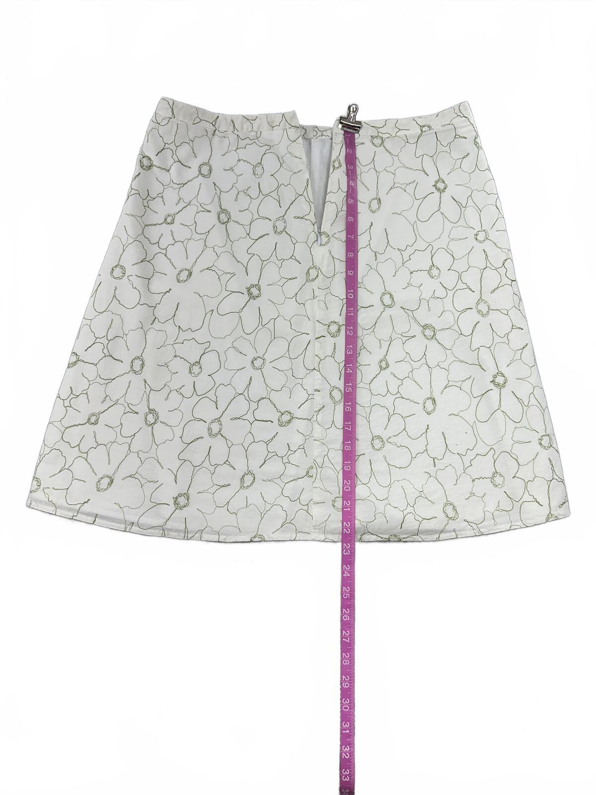 Apt. 9 Vintage Inspired Floral Embroidered A Line Skirt Cream Green