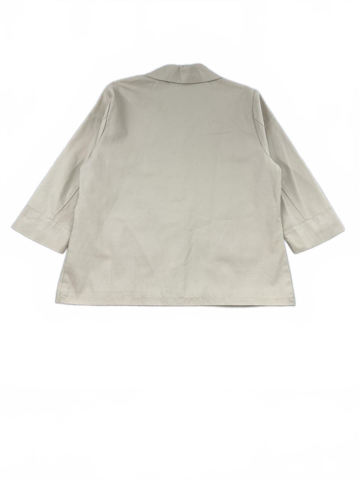 Vintage Inspired Beige Embroidered Cotton Jacket Boho Chic 3/4 Sleeve