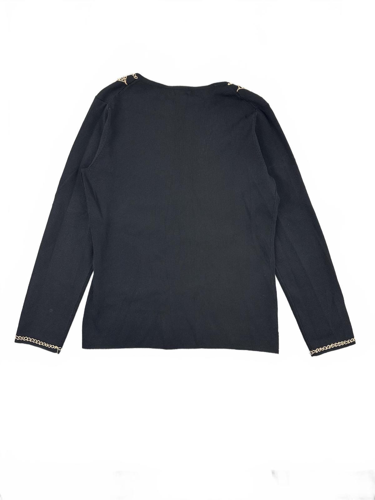 Grace Dane Lewis Black Cardigan with Gold Embroidery Elegant Formal Sweater