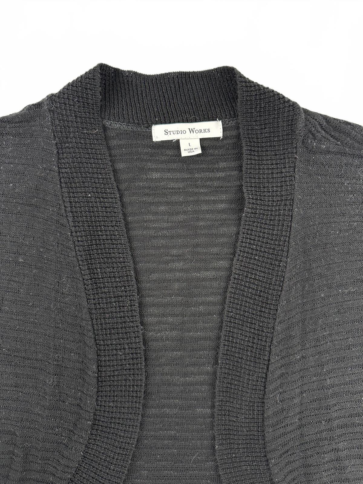 Studio Works Black Bolero Shrug Cardigan Knit Open Front Short Sleeve