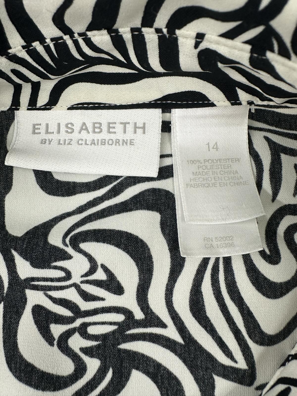 Liz Claiborne Black and White Abstract Swirl Button Up Shirt Y2K