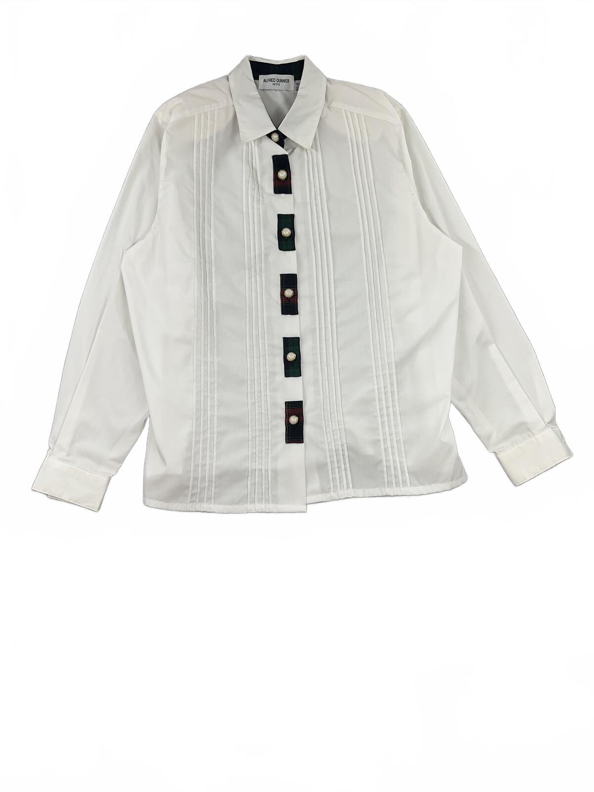 Alfred Dunner White Button Up Shirt with Pearl Accent Buttons