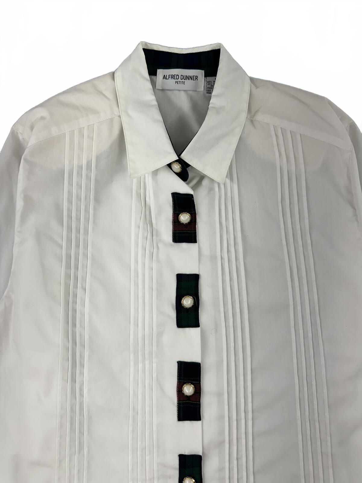Alfred Dunner White Button Up Shirt with Pearl Accent Buttons
