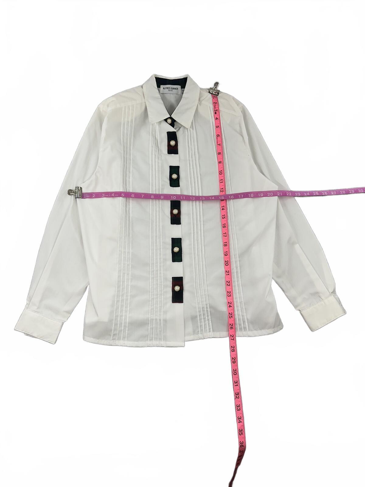 Alfred Dunner White Button Up Shirt with Pearl Accent Buttons