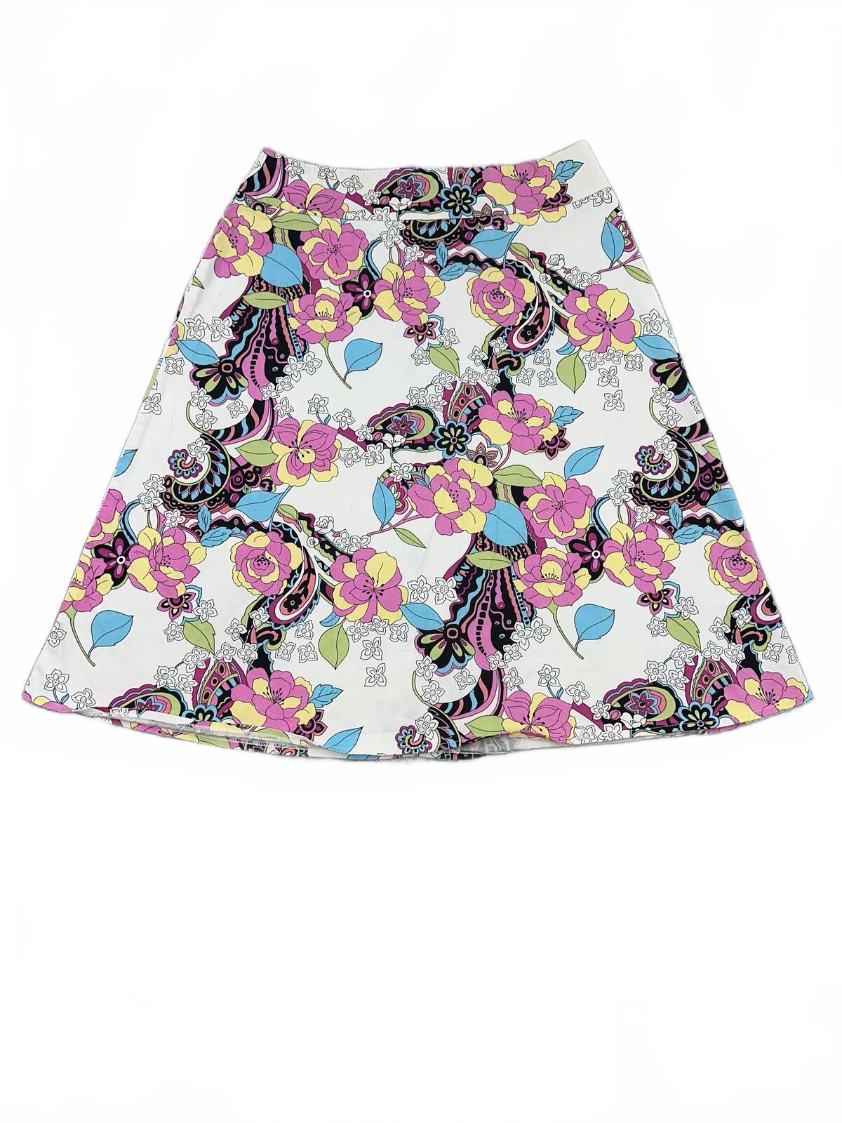 Relativity Vintage Inspired Floral Paisley A Line Skirt Blend Retro Casual