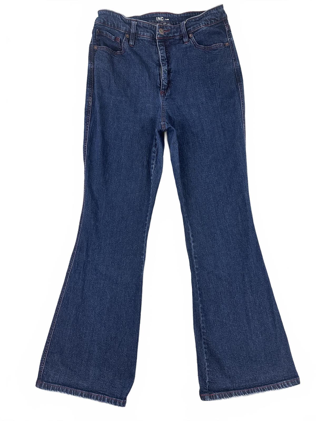 I.N.C. International Concepts Vintage Dark Blue Flare Jeans High Waist Wide Leg