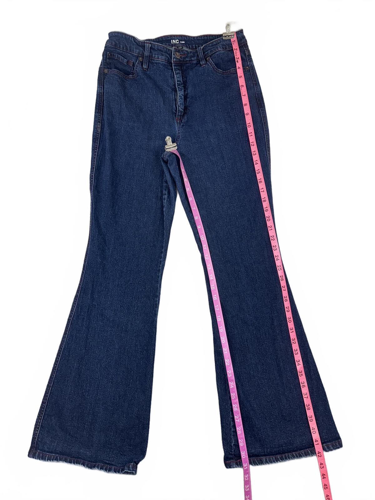 I.N.C. International Concepts Vintage Dark Blue Flare Jeans High Waist Wide Leg
