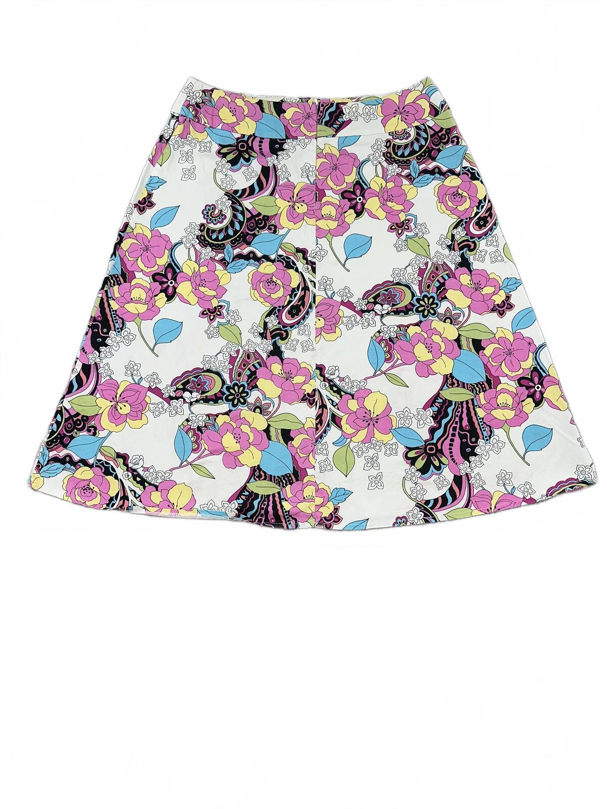 Relativity Vintage Inspired Floral Paisley A Line Skirt Blend Retro Casual