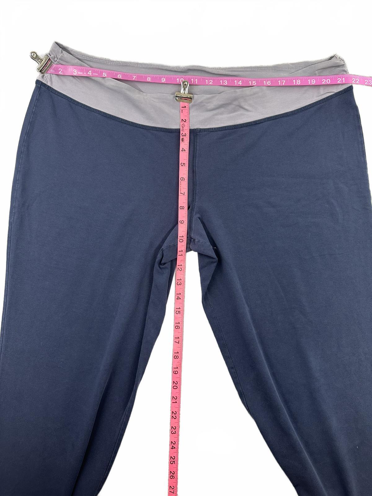 Athleta Navy Blue Flared Yoga Pants with Gray Waistband Comfortable