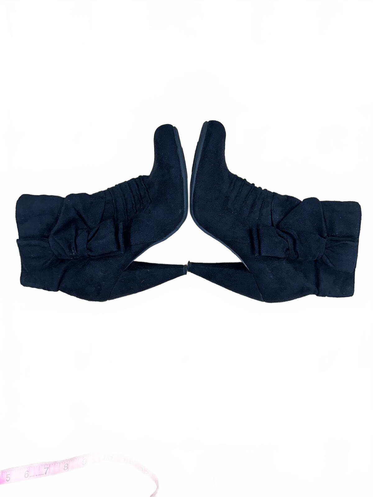 Mossimo Vintage Black Suede Ankle Boots with Bow Detail