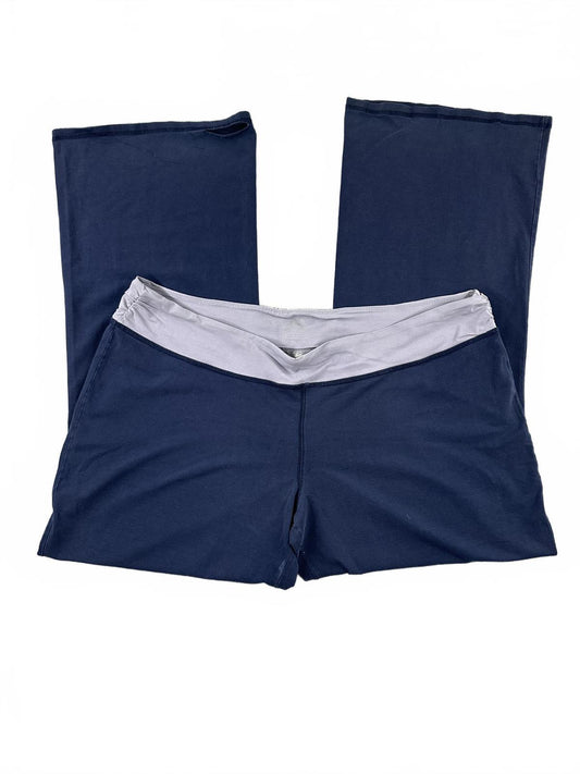 Athleta Navy Blue Flared Yoga Pants with Gray Waistband Comfortable