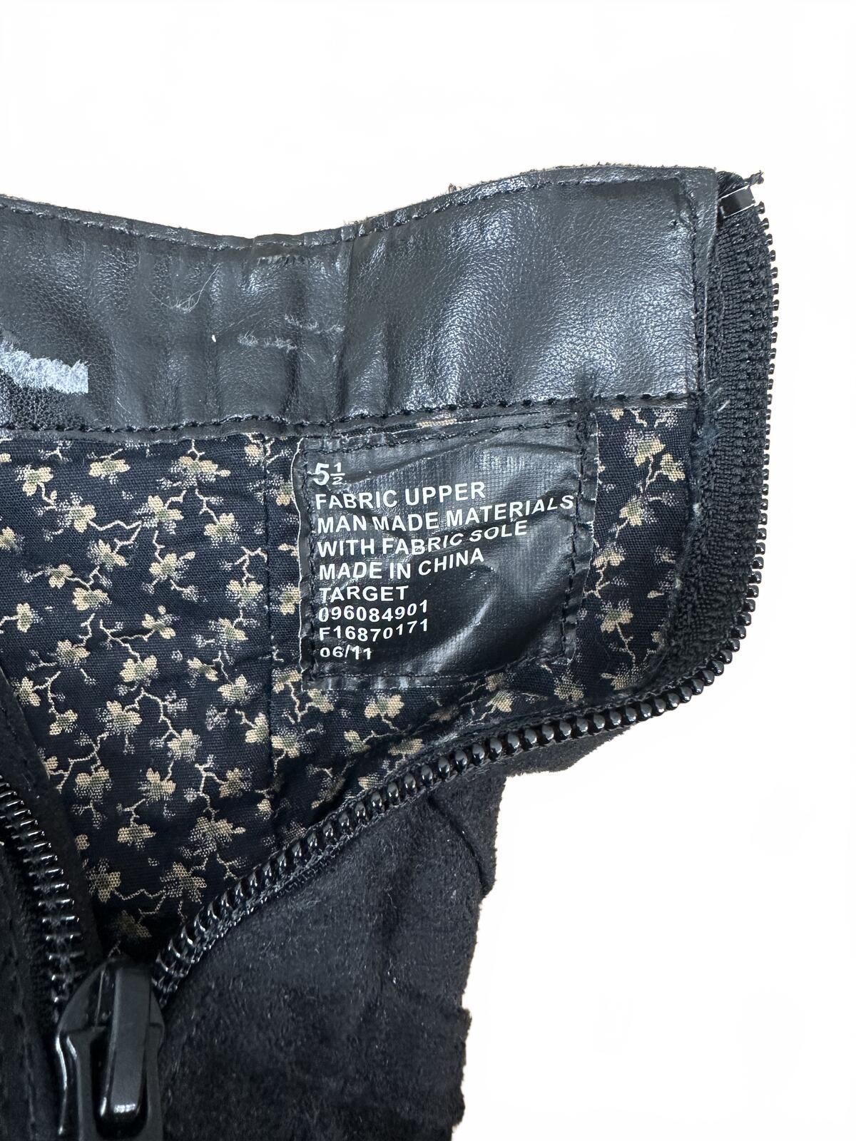 Mossimo Vintage Black Suede Ankle Boots with Bow Detail