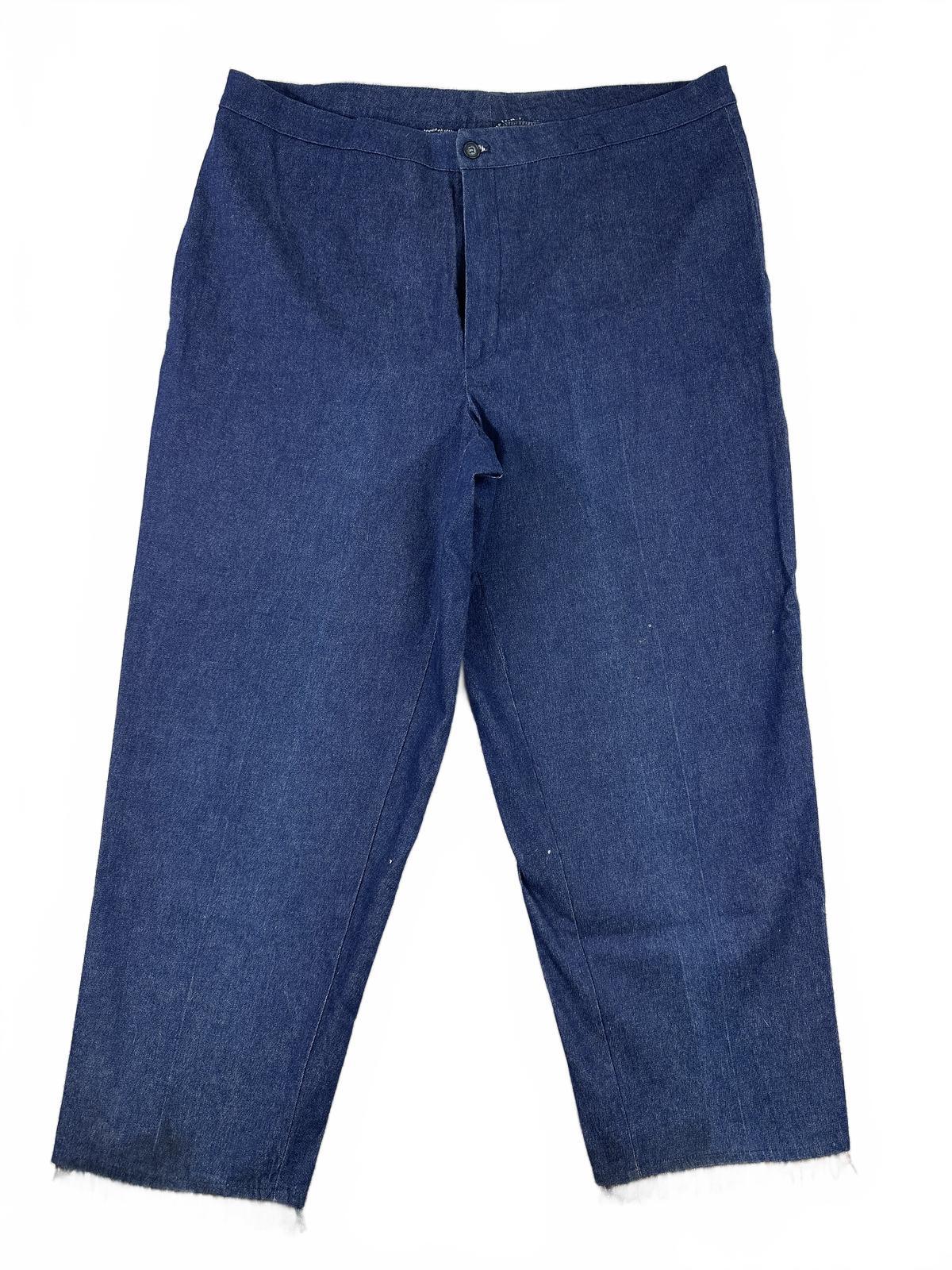 Venezia Jeans Dark Blue Cropped Denim Pants with Frayed Hems