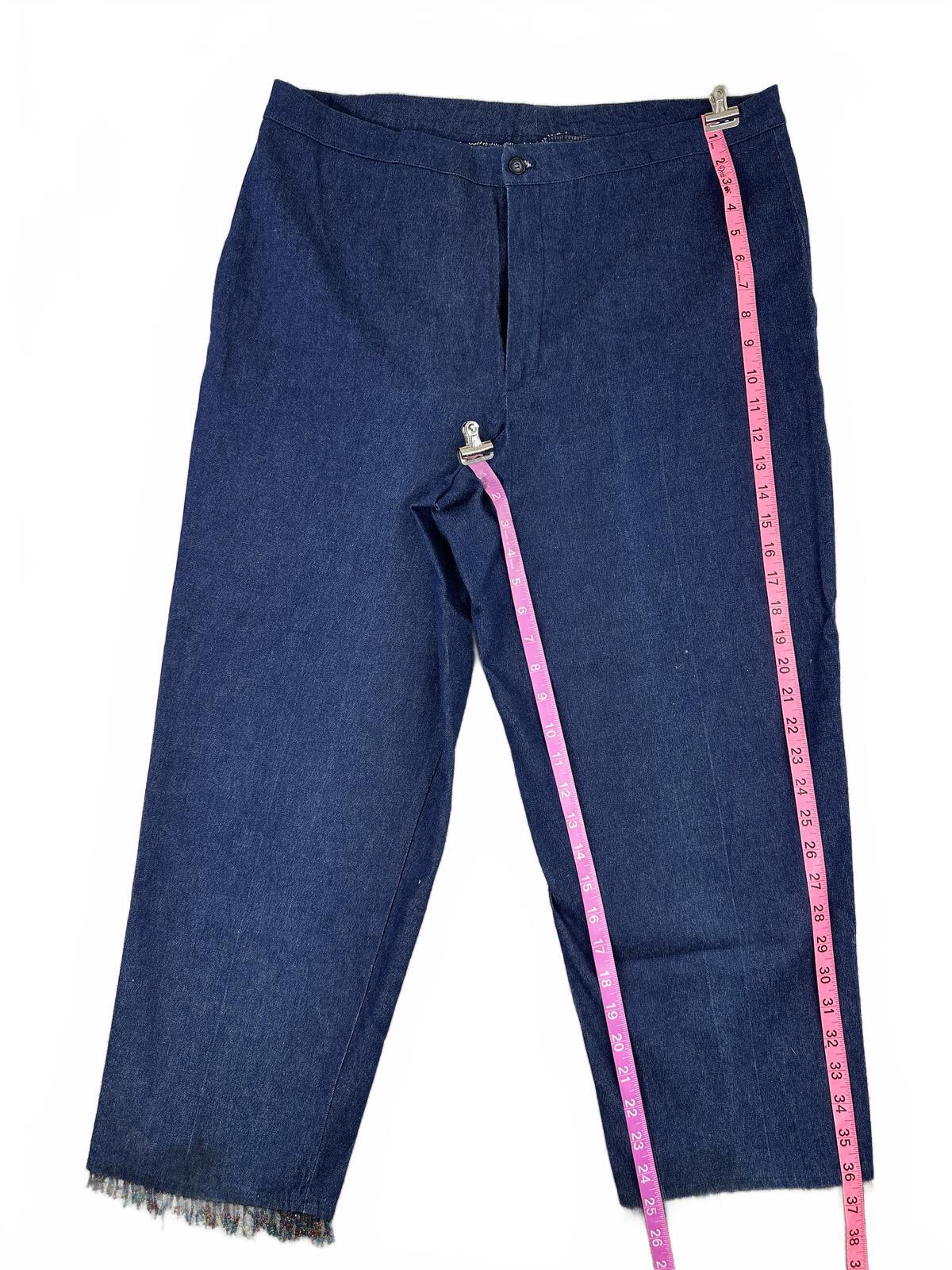 Venezia Jeans Dark Blue Cropped Denim Pants with Frayed Hems