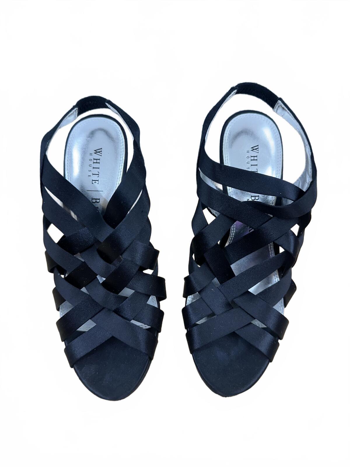 White House Black Market Black Strappy High Heel Sandals Elegant Chic