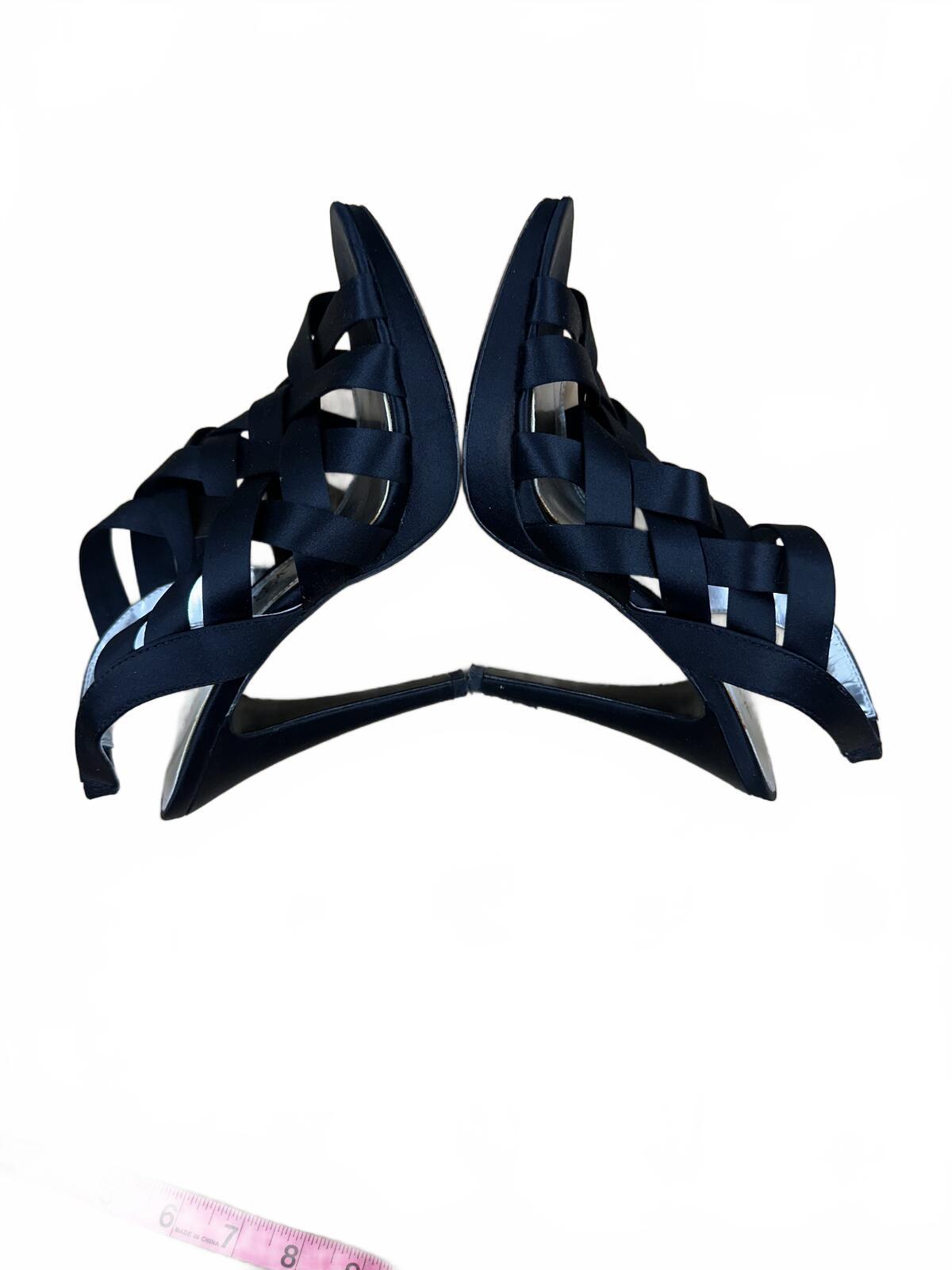 White House Black Market Black Strappy High Heel Sandals Elegant Chic