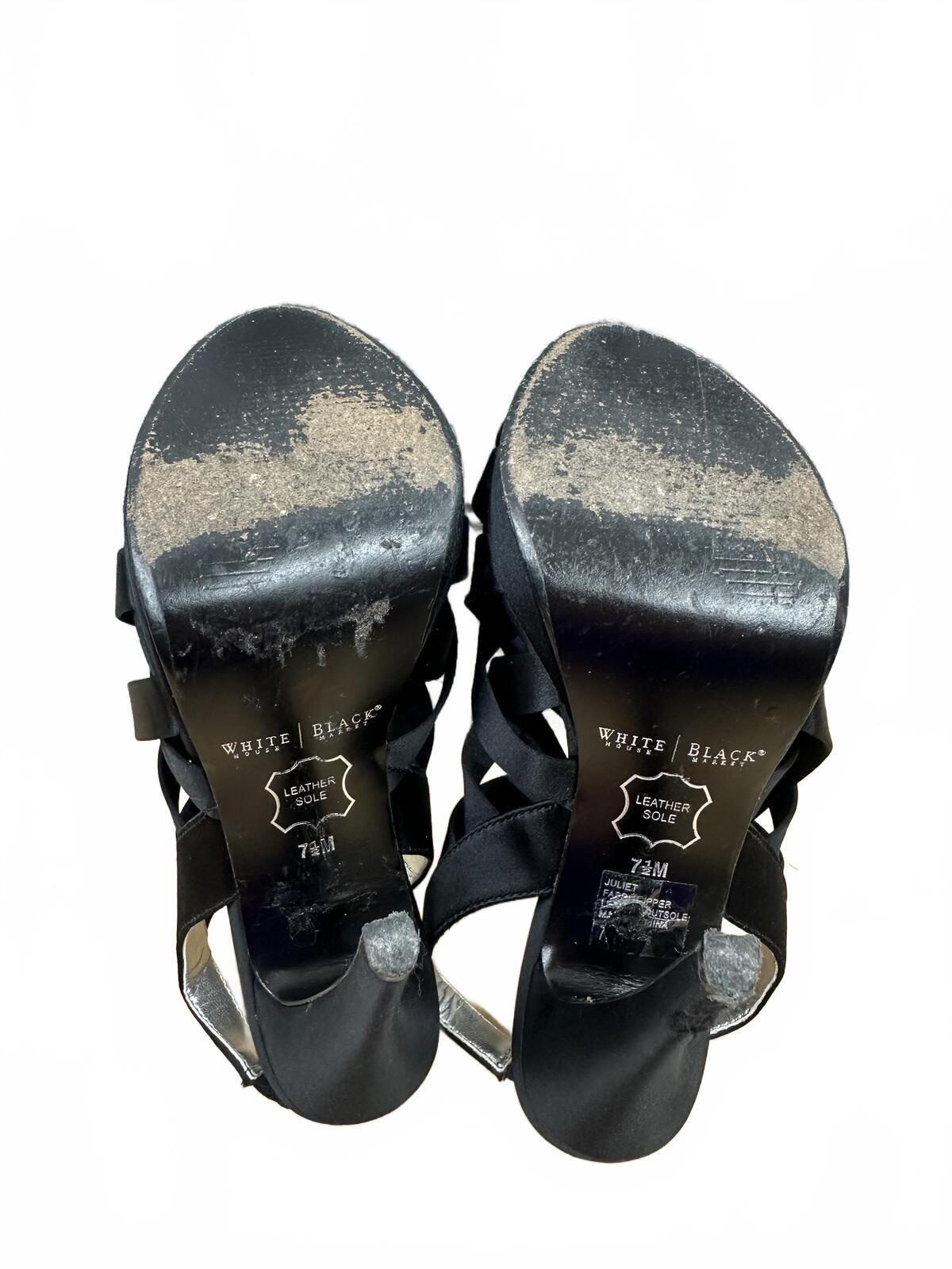 White House Black Market Black Strappy High Heel Sandals Elegant Chic