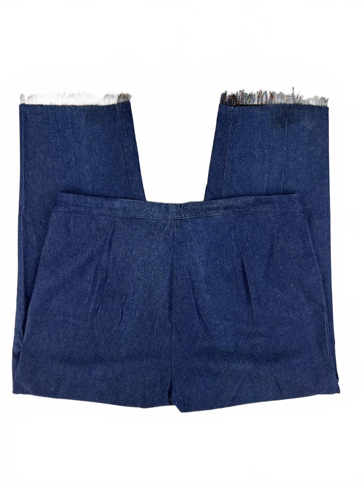 Venezia Jeans Dark Blue Cropped Denim Pants with Frayed Hems
