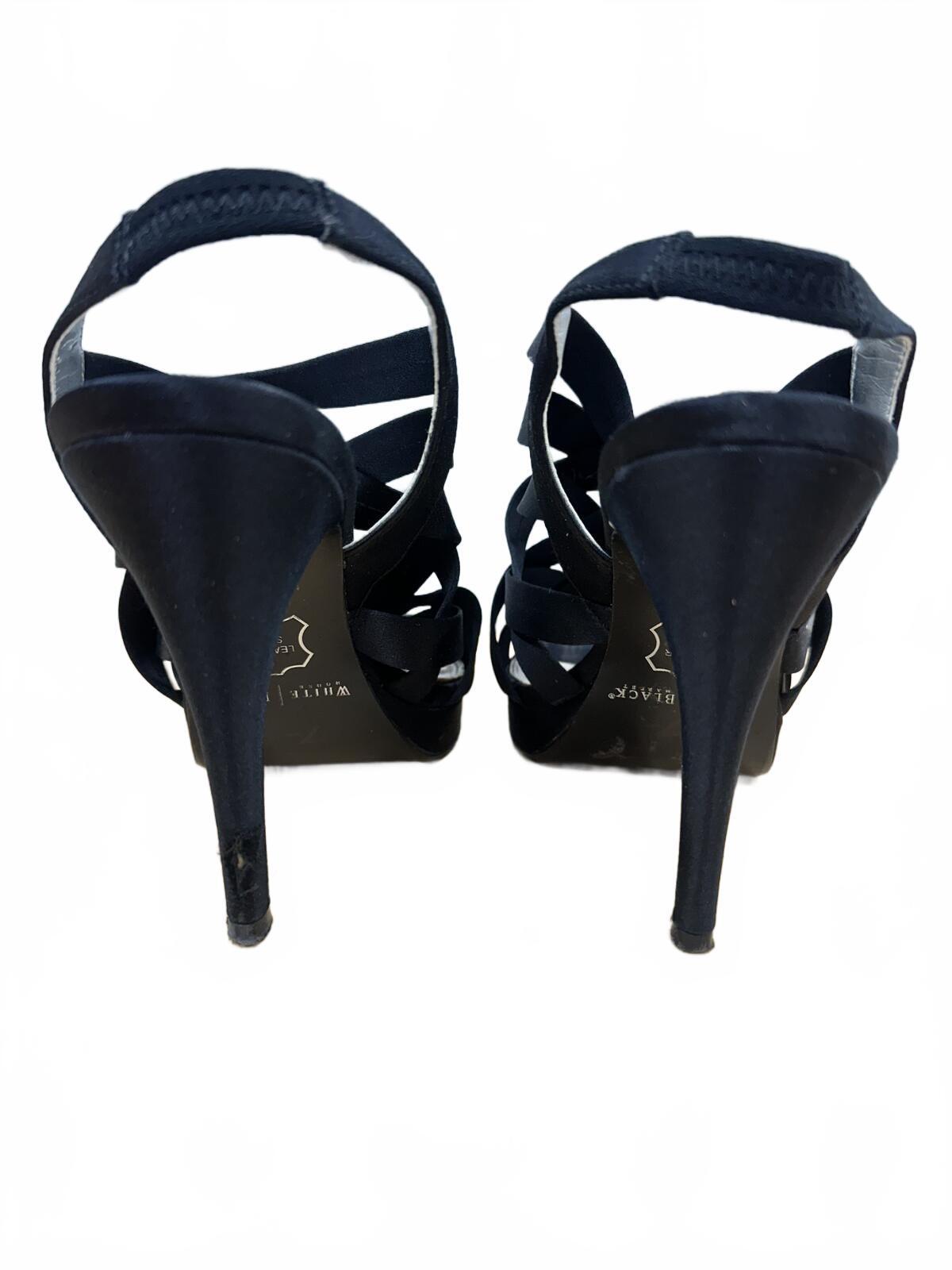 White House Black Market Black Strappy High Heel Sandals Elegant Chic
