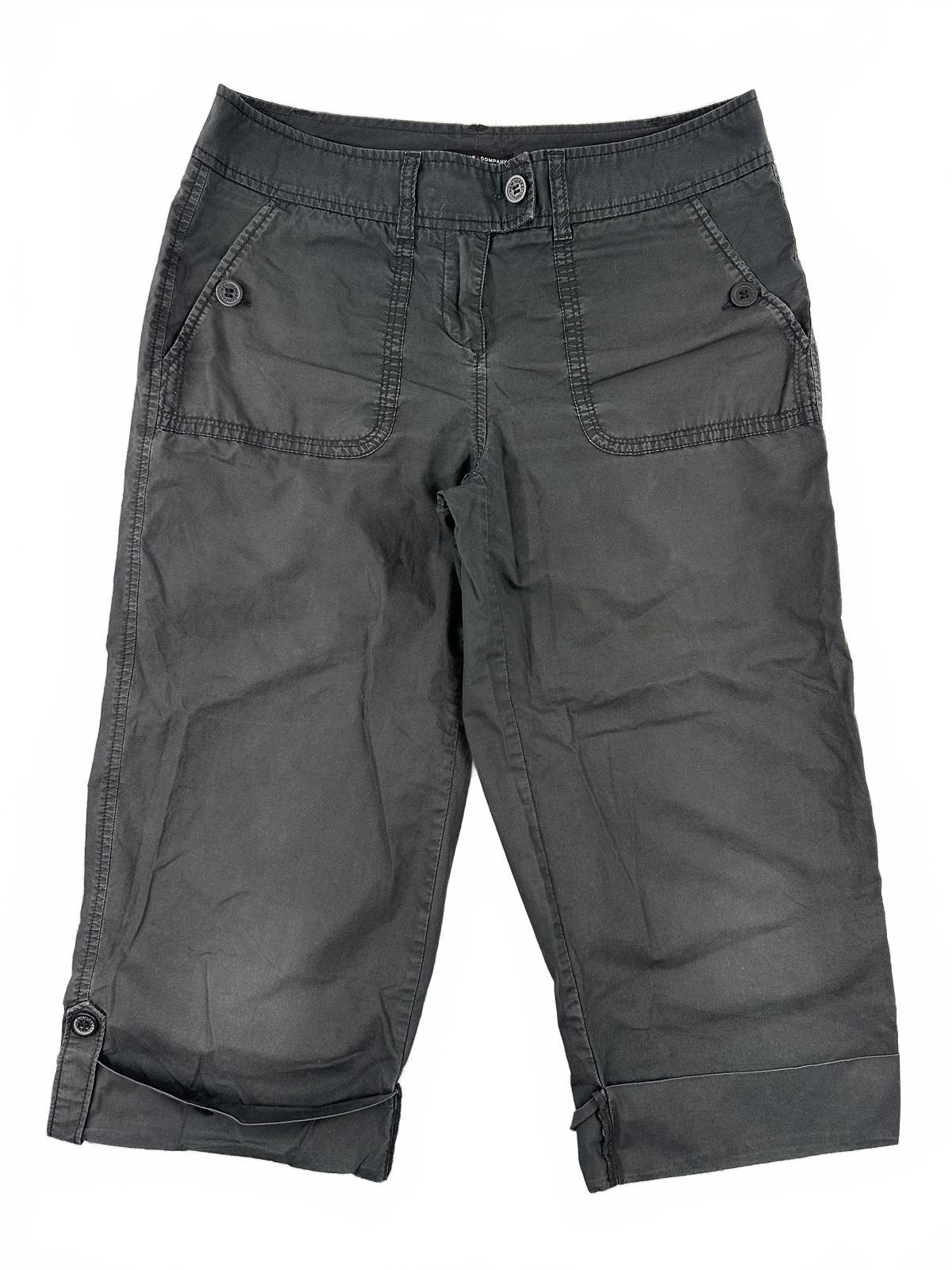New York & Company Black Cotton Capri Pants Casual Tailored Utility
