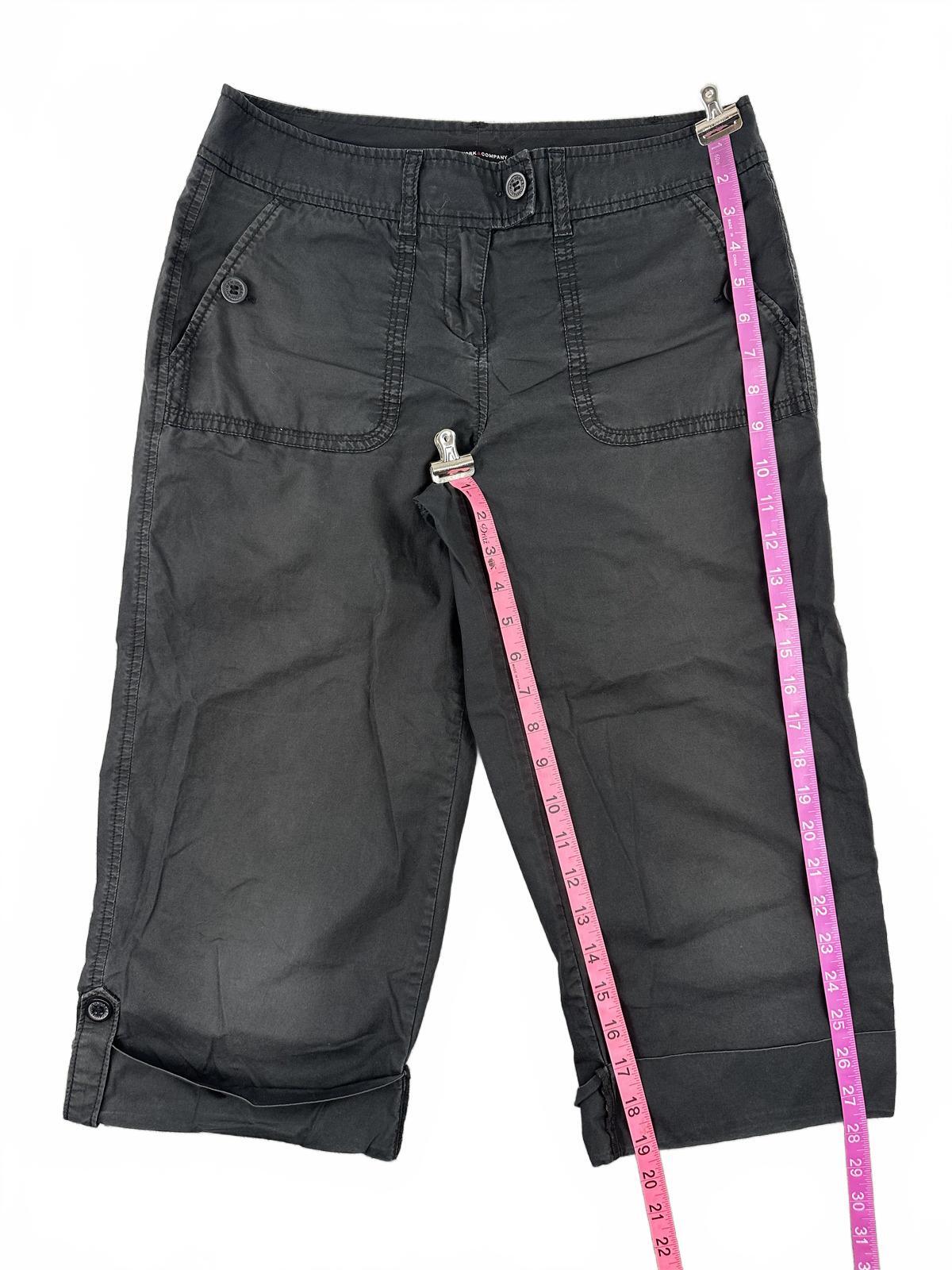 New York & Company Black Cotton Capri Pants Casual Tailored Utility