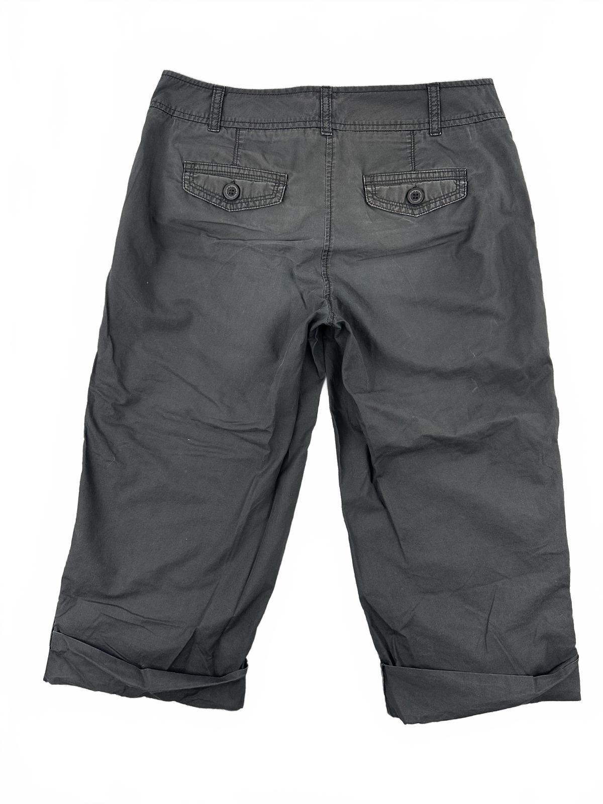 New York & Company Black Cotton Capri Pants Casual Tailored Utility