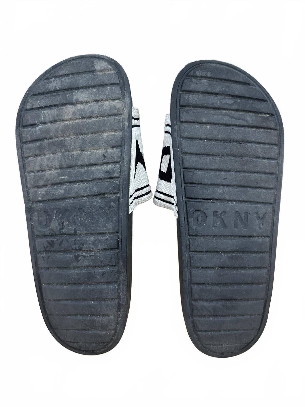 DKNY Black and White Logo Slide Sandals Casual Sporty Minimalist Summer