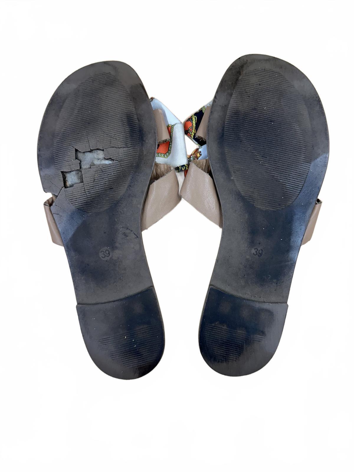 Bassano Slide Sandals with Colorful Scarf Bow Accent Casual Boho