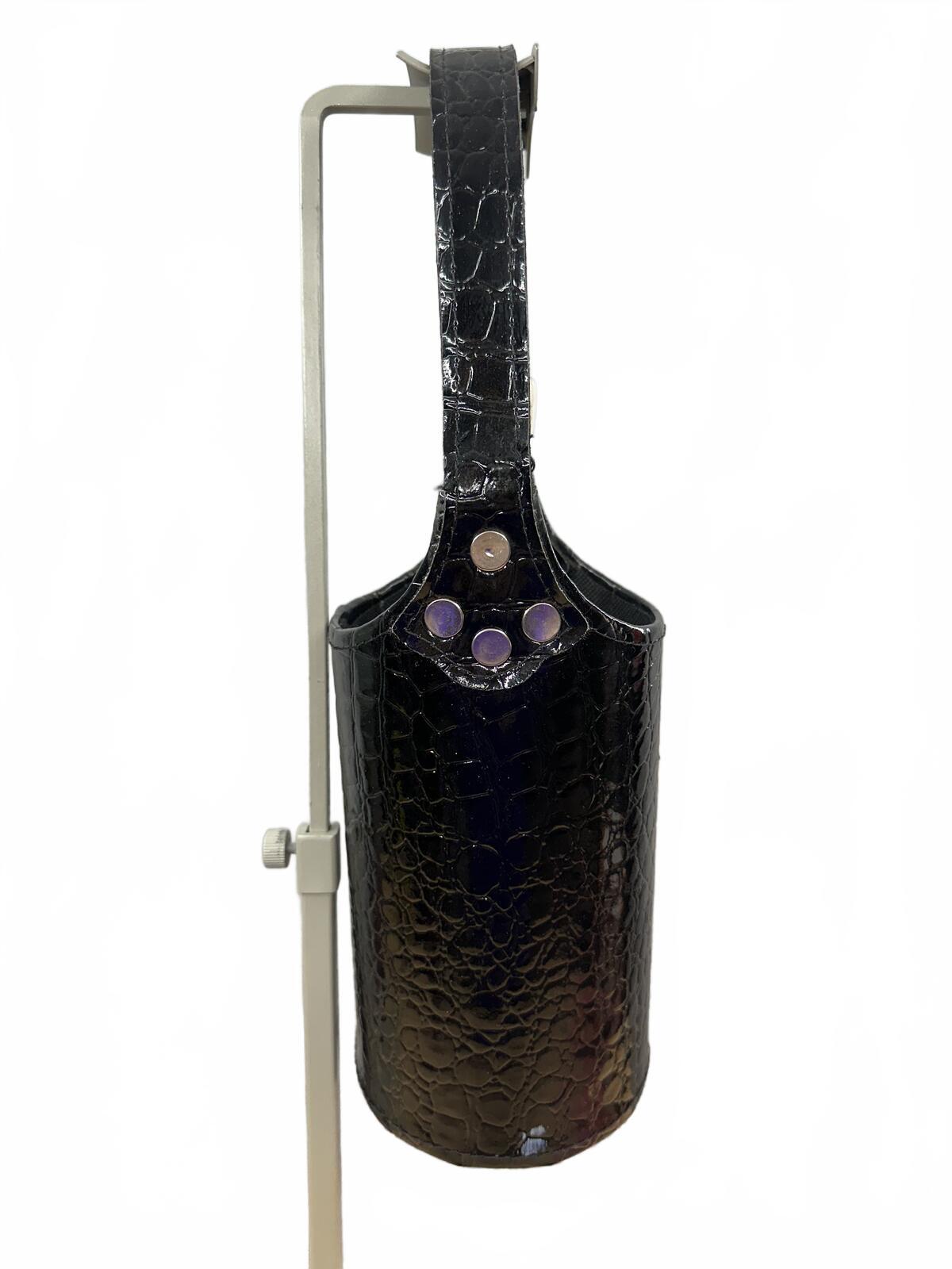 Black Crocodile Embossed Faux Leather Bottle Holder Bag