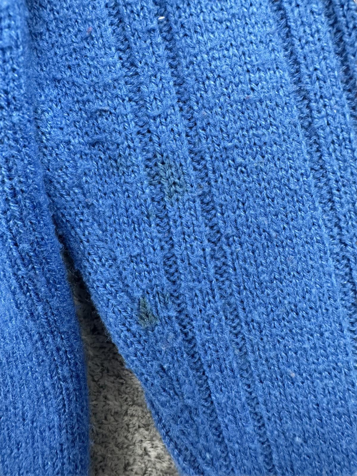 Blue Cable Knit Cardigan Sweater Cozy Classic Button Up