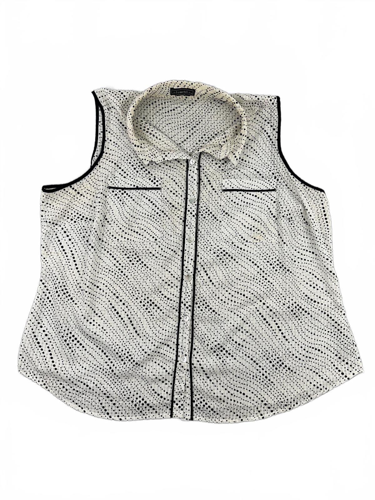Elementz Sleeveless Polka Dot Button Up Blouse
