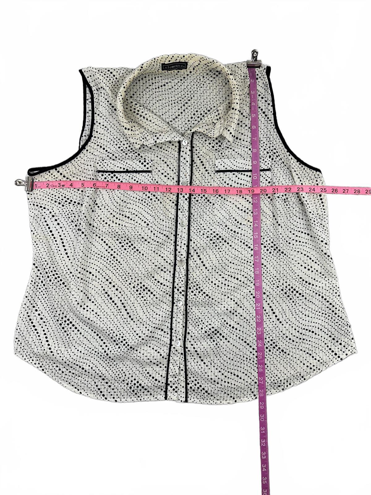 Elementz Sleeveless Polka Dot Button Up Blouse
