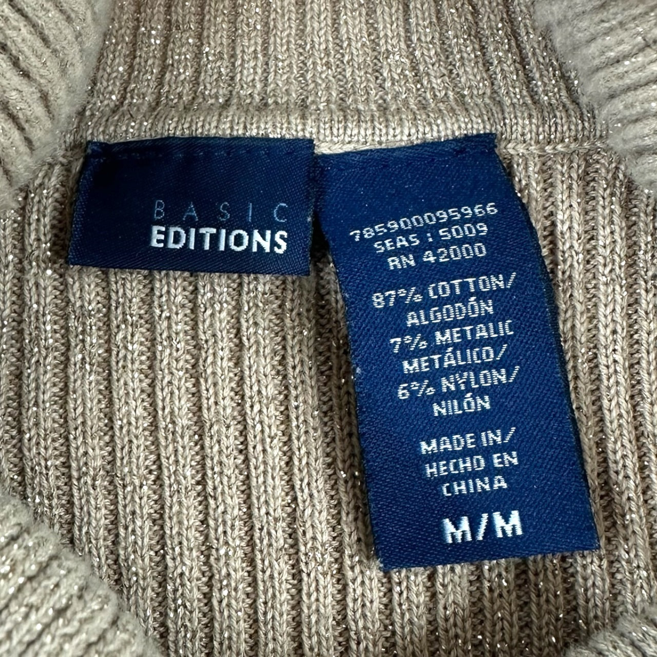 Basic Editions Ribbed Knit Turtleneck