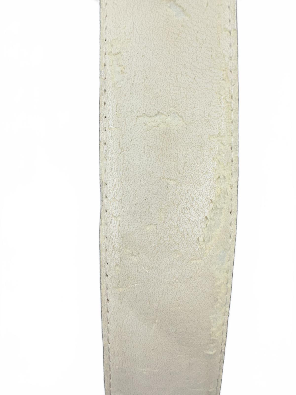 White Faux Leather Belt with Silver Buckle