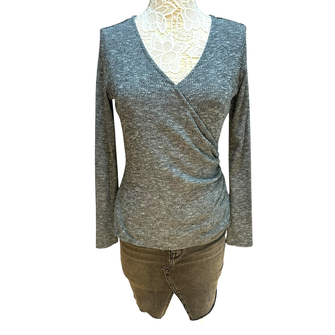 Rock & Republic Long Sleeve Wrap Top