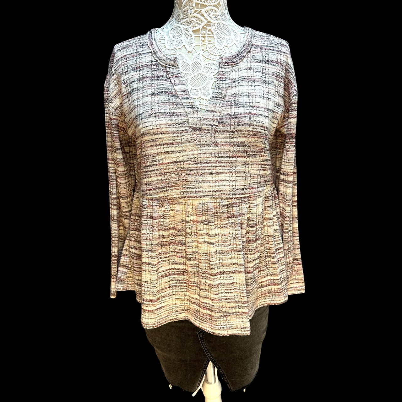 Maurices Spacedye Babydoll Long Sleeve Tee
