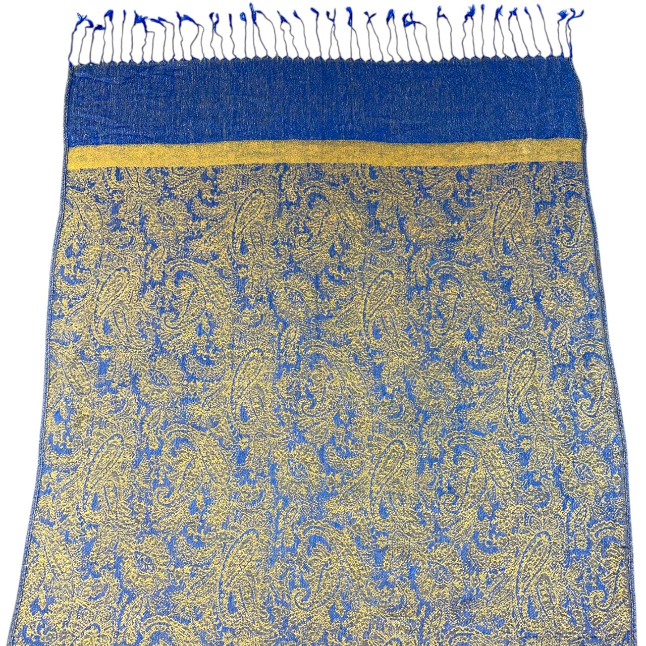 Purple & Gold Paisley Patterned Pashmina Scarf
