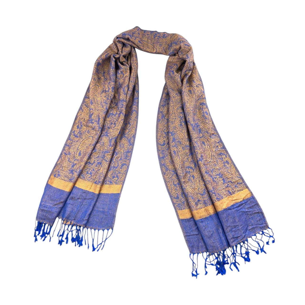 Purple & Gold Paisley Patterned Pashmina Scarf
