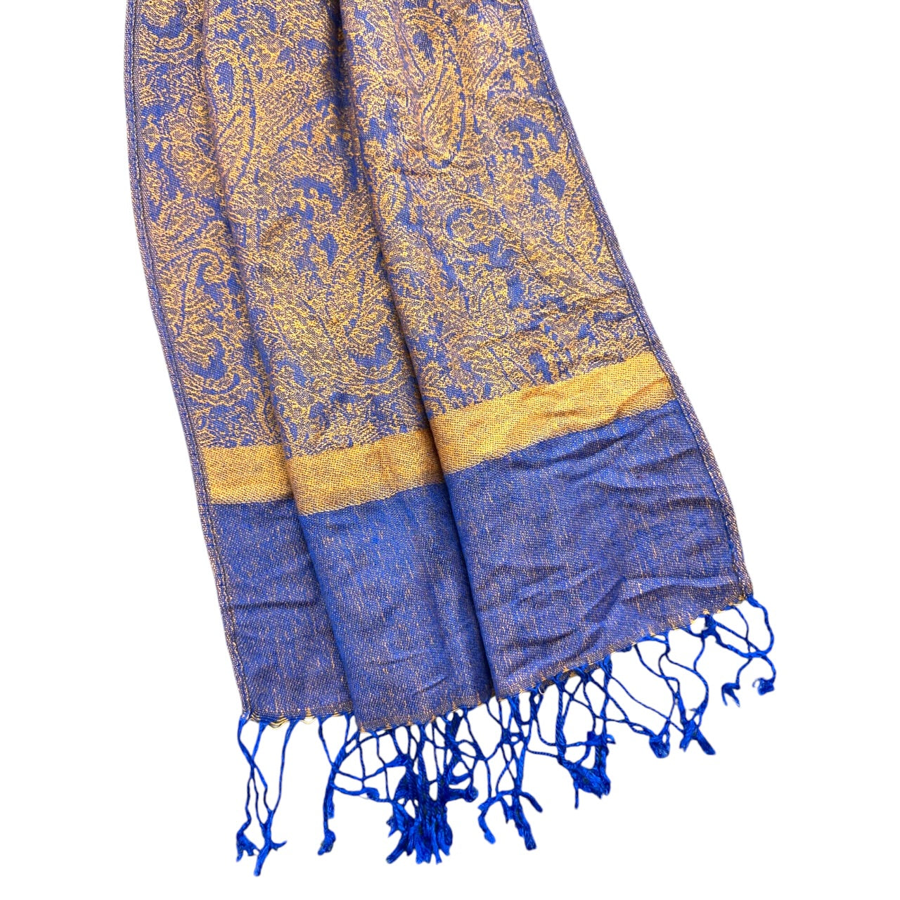 Purple & Gold Paisley Patterned Pashmina Scarf