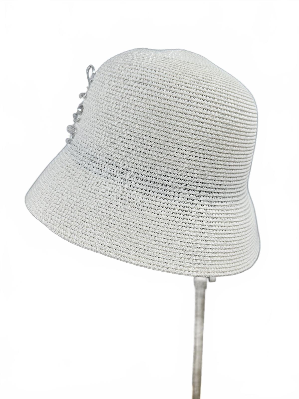 Elegant White Beaded Crochet Bucket Hat