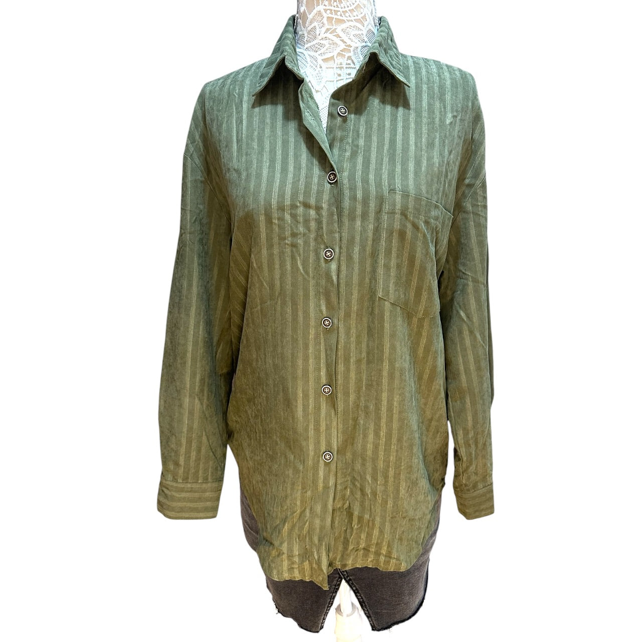 SHEIN Drop Shoulder Textured Striped Shirt