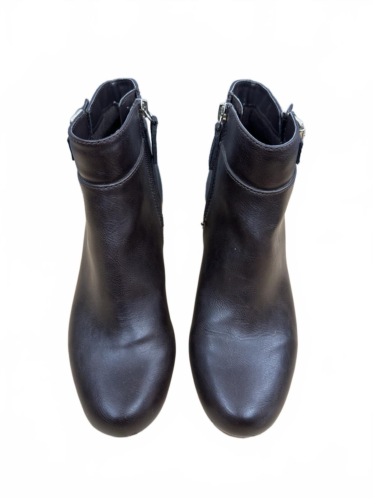 Dr. Scholl's Black Leather Wedge Ankle Boots