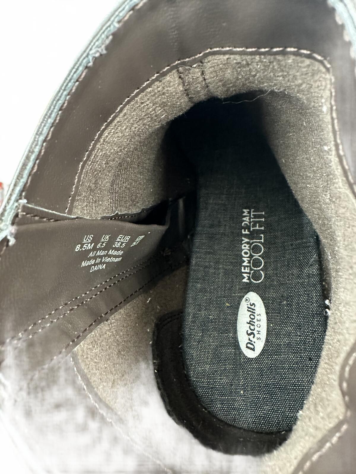 Dr. Scholl's Black Leather Wedge Ankle Boots
